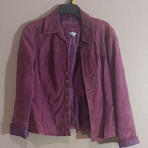 Live a Little Plum Suede Button-Front Jacket
